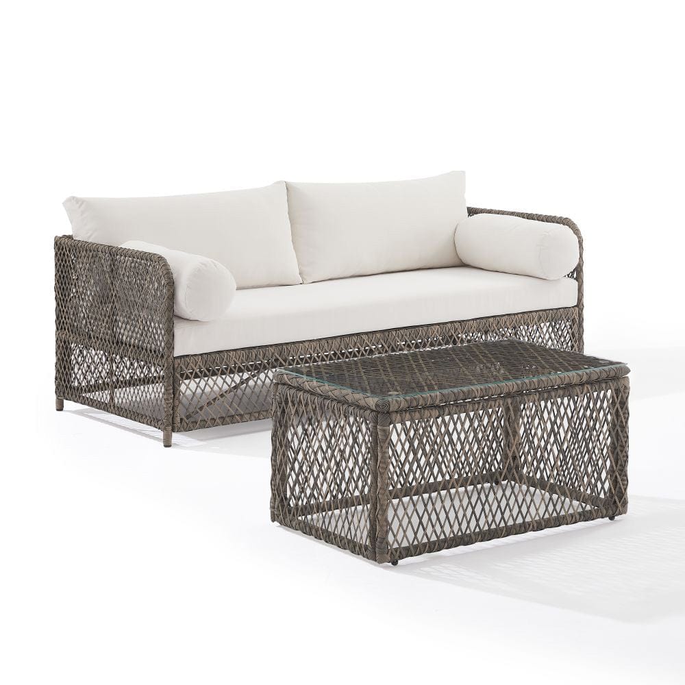 Crosley Furniture - Granite Bay 2Pc Wicker Outdoor Sofa Patio Furniture Set - Sofa & Coffee Table - KO70366ST-CR view 3