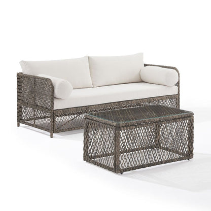 Crosley Furniture - Granite Bay 2Pc Wicker Outdoor Sofa Patio Furniture Set - Sofa & Coffee Table - KO70366ST-CR view 3