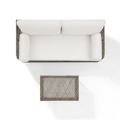 Crosley Furniture - Granite Bay 2Pc Wicker Outdoor Sofa Patio Furniture Set - Sofa & Coffee Table - KO70366ST-CR view 5