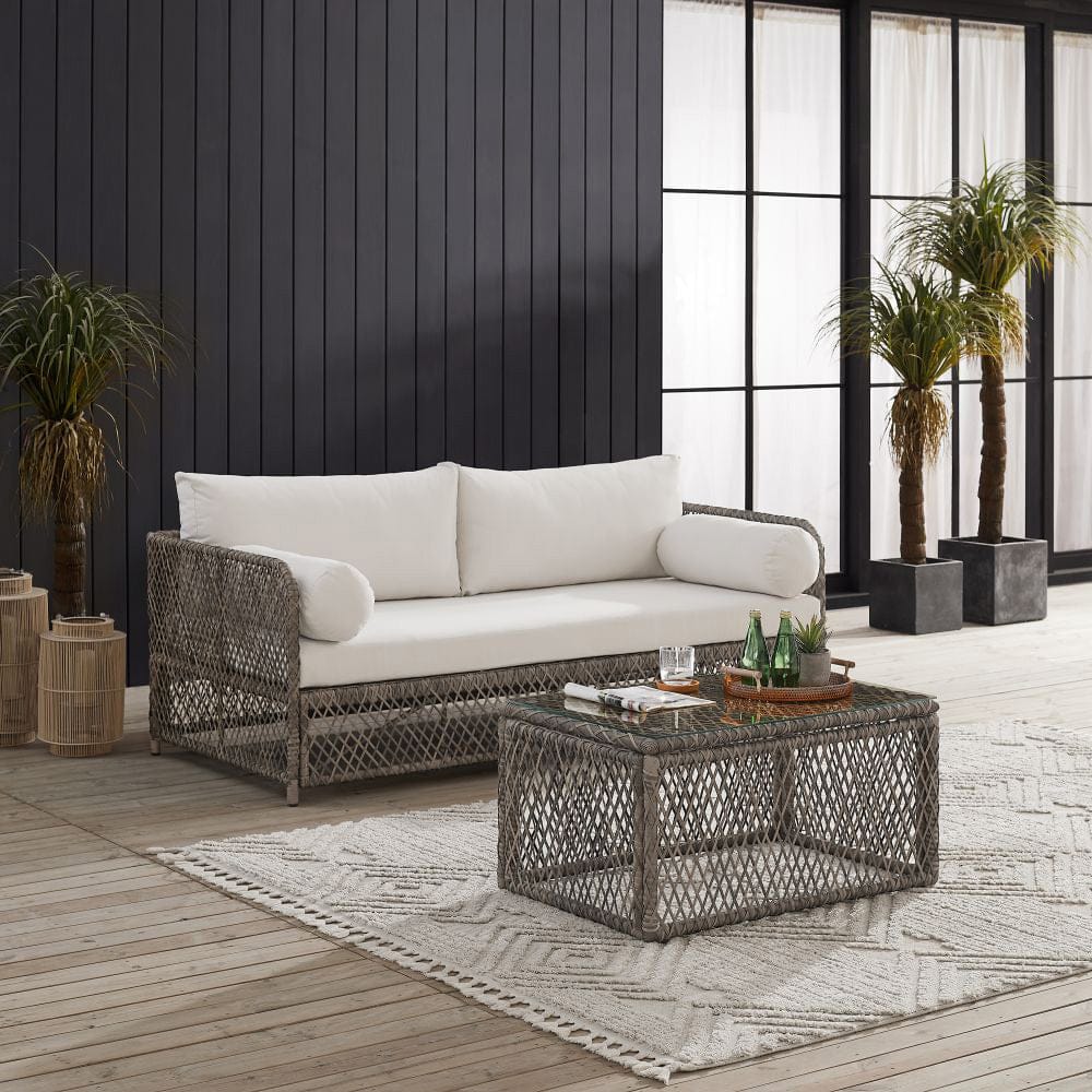 Crosley Furniture - Granite Bay 2Pc Wicker Outdoor Sofa Patio Furniture Set - Sofa & Coffee Table - KO70366ST-CR view 6