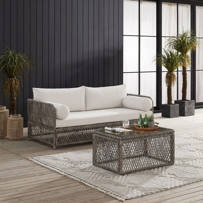 Crosley Furniture - Granite Bay 2Pc Wicker Outdoor Sofa Patio Furniture Set - Sofa & Coffee Table - KO70366ST-CR view 6