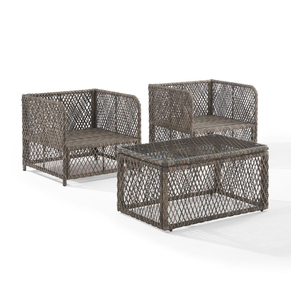 Crosley Furniture - Granite Bay 3-Piece Wicker Outdoor Chair Set - Coffee Table & 2 Chairs - KO70363ST-CR view 1