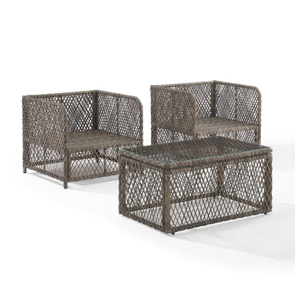 Crosley Furniture - Granite Bay 3-Piece Wicker Outdoor Chair Set - Coffee Table & 2 Chairs - KO70363ST-CR view 1