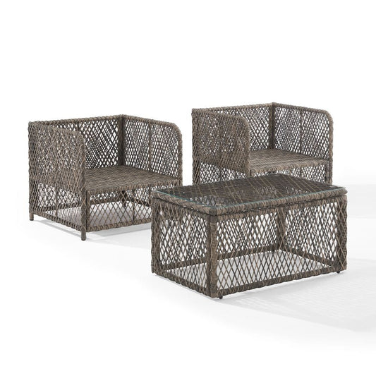Crosley Furniture - Granite Bay 3-Piece Wicker Outdoor Chair Set - Coffee Table & 2 Chairs - KO70363ST-CR view 1