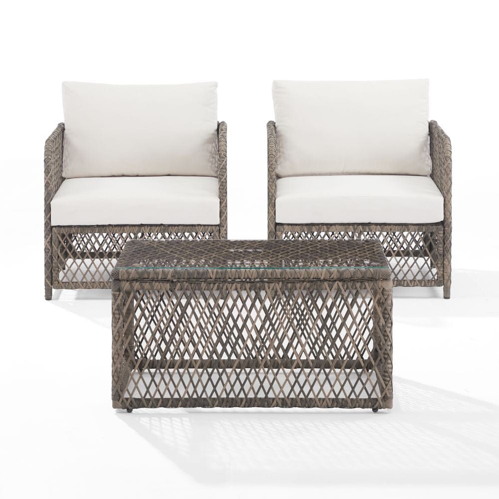 Crosley Furniture - Granite Bay 3-Piece Wicker Outdoor Chair Set - Coffee Table & 2 Chairs - KO70363ST-CR view 2