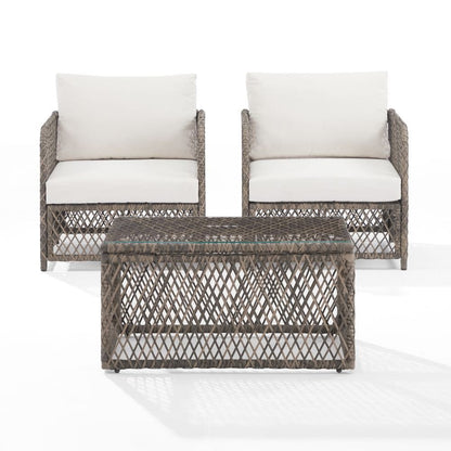 Crosley Furniture - Granite Bay 3-Piece Wicker Outdoor Chair Set - Coffee Table & 2 Chairs - KO70363ST-CR view 2