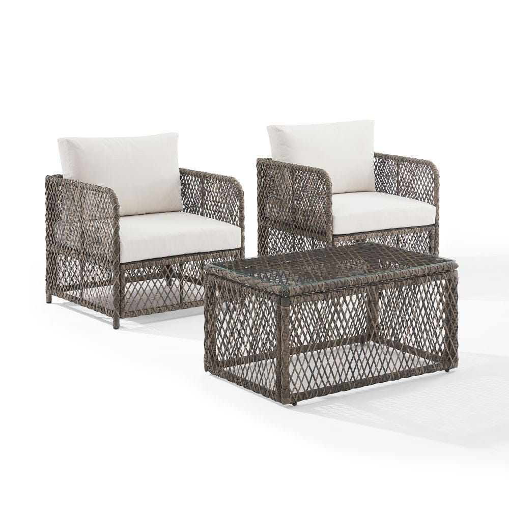 Crosley Furniture - Granite Bay 3-Piece Wicker Outdoor Chair Set - Coffee Table & 2 Chairs - KO70363ST-CR view 3