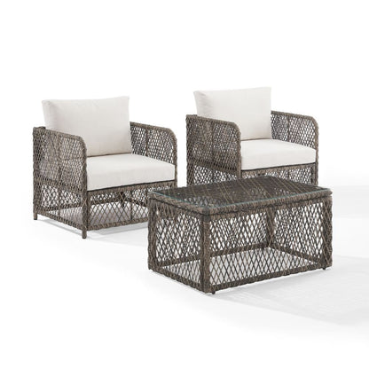 Crosley Furniture - Granite Bay 3-Piece Wicker Outdoor Chair Set - Coffee Table & 2 Chairs - KO70363ST-CR view 3