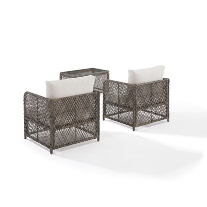 Crosley Furniture - Granite Bay 3-Piece Wicker Outdoor Chair Set - Coffee Table & 2 Chairs - KO70363ST-CR view 4