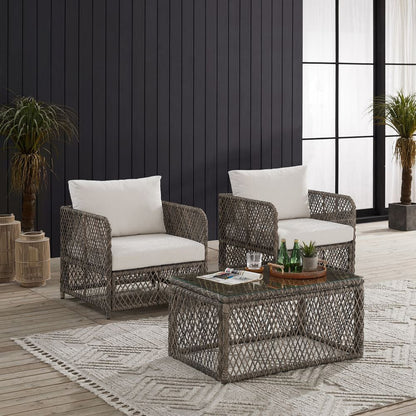 Crosley Furniture - Granite Bay 3-Piece Wicker Outdoor Chair Set - Coffee Table & 2 Chairs - KO70363ST-CR view 6