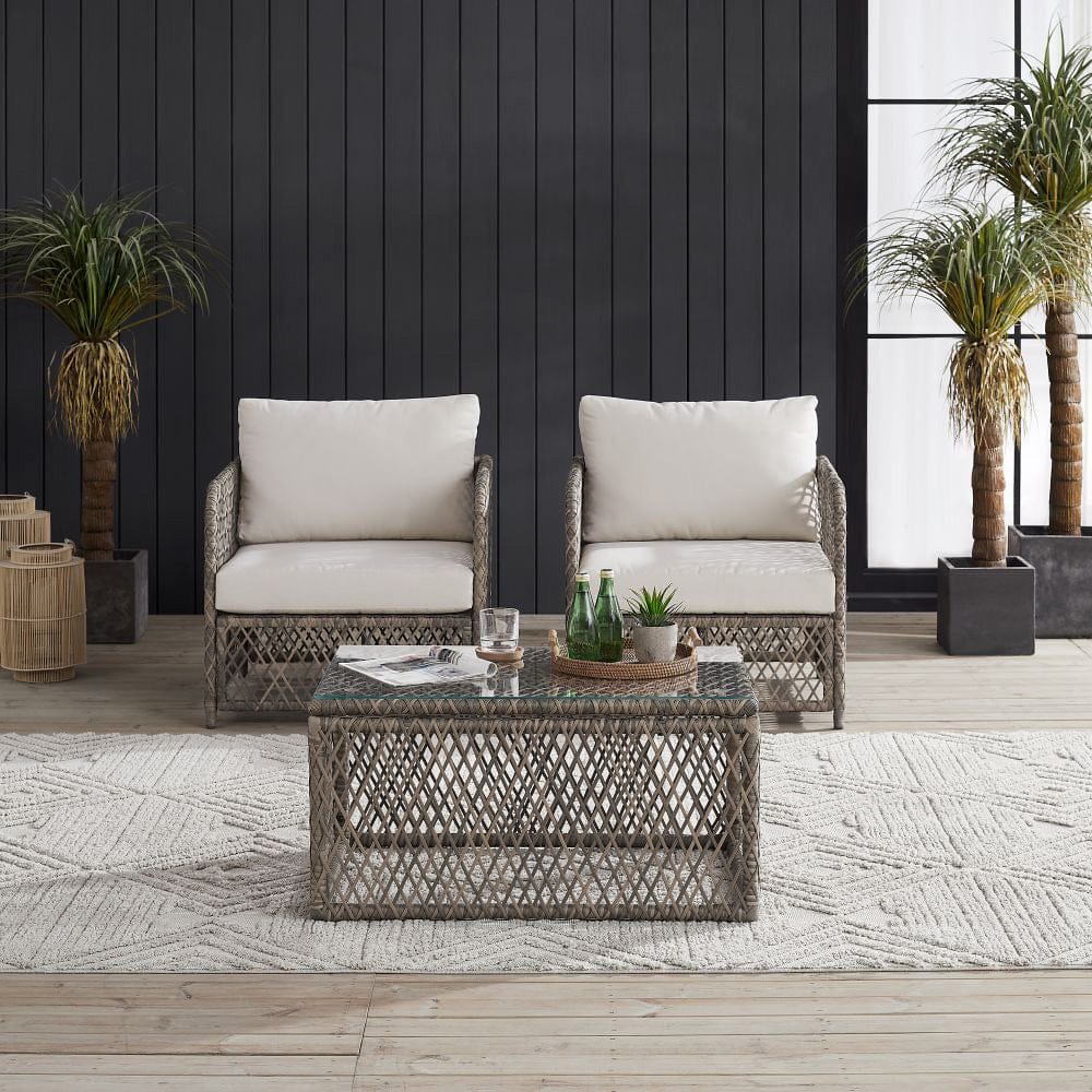 Crosley Furniture - Granite Bay 3-Piece Wicker Outdoor Chair Set - Coffee Table & 2 Chairs - KO70363ST-CR view 7