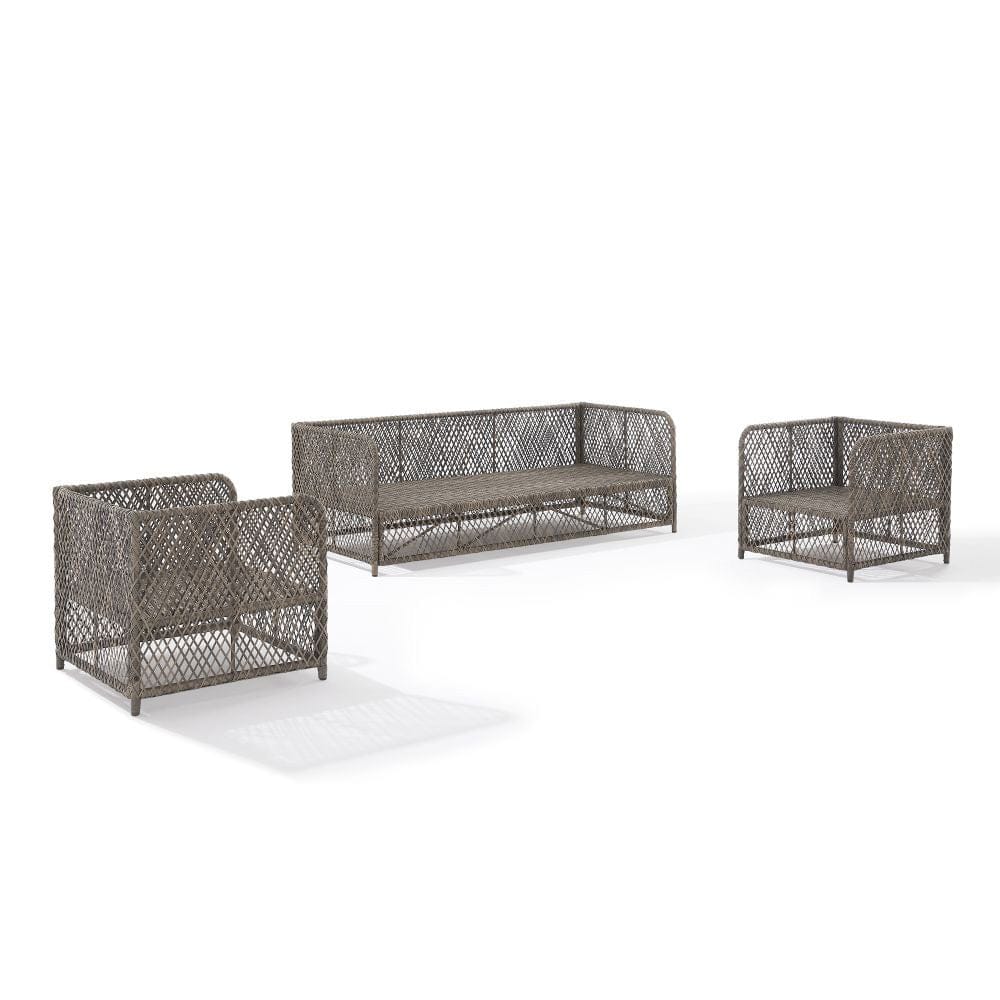 Crosley Furniture - Granite Bay 3Pc Wicker Outdoor Sofa Patio Furniture Set - Sofa & 2 Chairs - KO70365ST-CR view 1