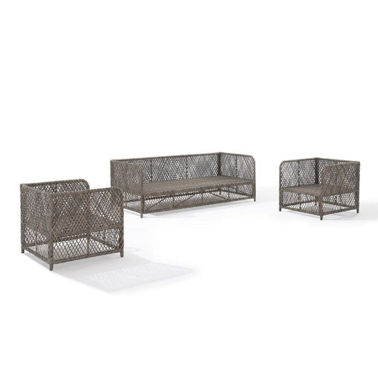 Crosley Furniture - Granite Bay 3Pc Wicker Outdoor Sofa Patio Furniture Set - Sofa & 2 Chairs - KO70365ST-CR view 1