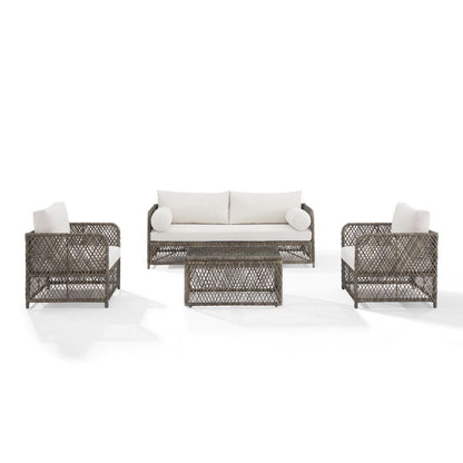 Crosley Furniture - Granite Bay 4Pc Wicker Outdoor Sofa Patio Furniture Set - Sofa, Coffee Table, & 2 Chairs - KO70364ST-CR view 2