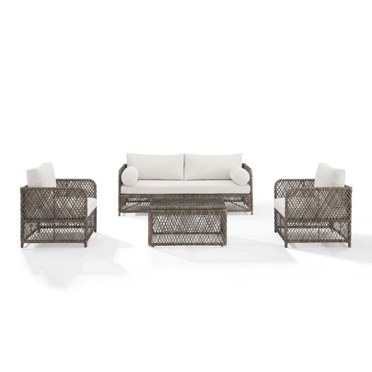 Crosley Furniture - Granite Bay 4Pc Wicker Outdoor Sofa Patio Furniture Set - Sofa, Coffee Table, & 2 Chairs - KO70364ST-CR view 2
