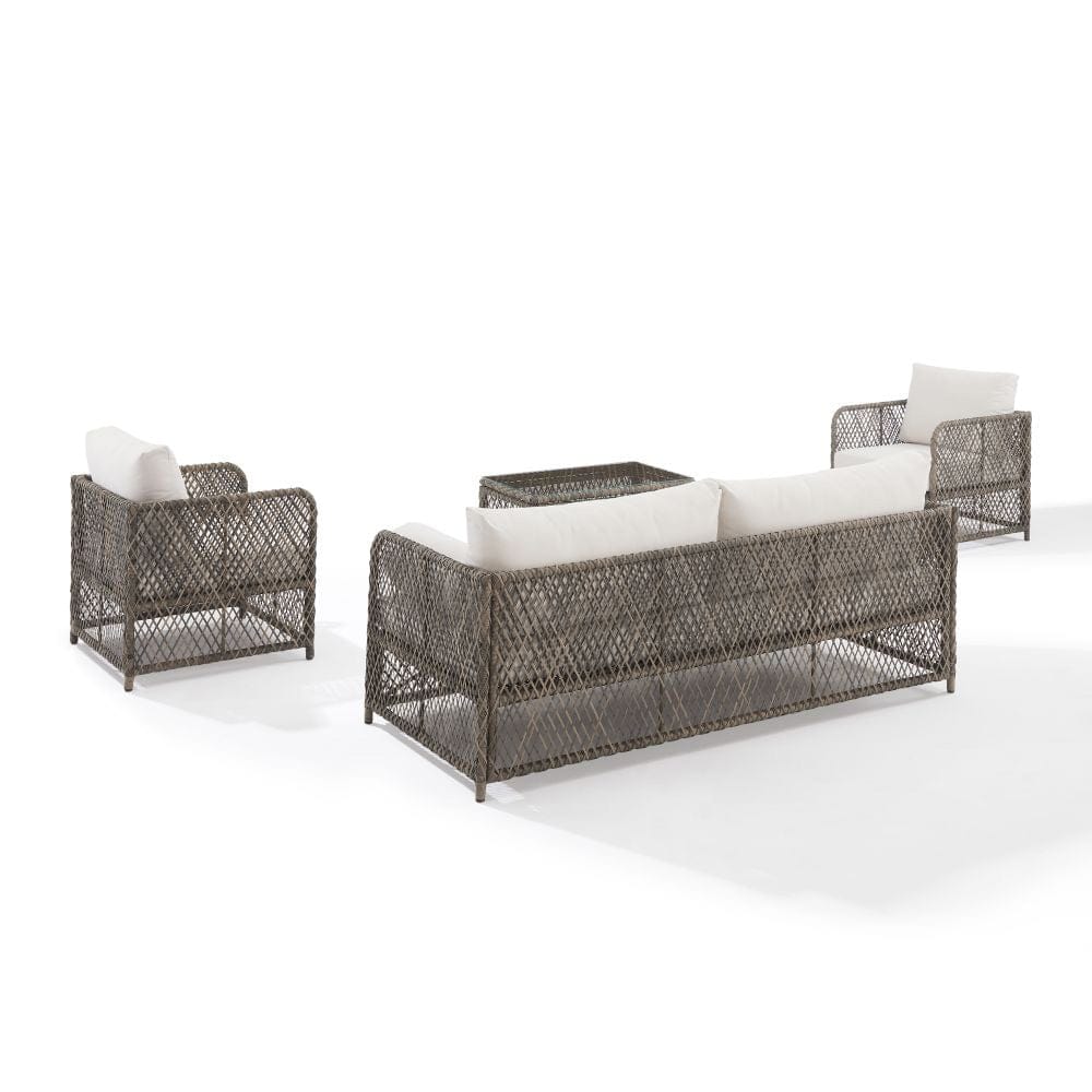 Crosley Furniture - Granite Bay 4Pc Wicker Outdoor Sofa Patio Furniture Set - Sofa, Coffee Table, & 2 Chairs - KO70364ST-CR view 4