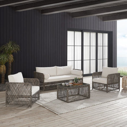 Crosley Furniture - Granite Bay 4Pc Wicker Outdoor Sofa Patio Furniture Set - Sofa, Coffee Table, & 2 Chairs - KO70364ST-CR view 6