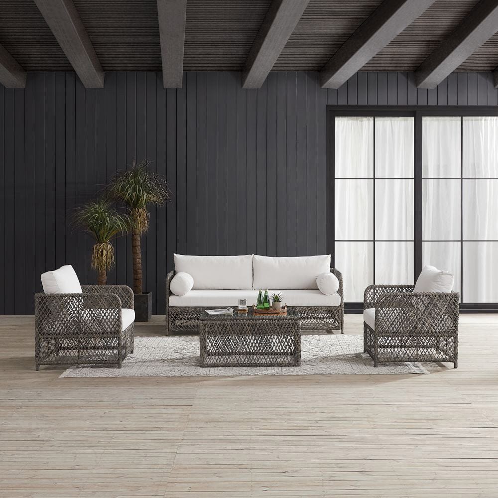 Crosley Furniture - Granite Bay 4Pc Wicker Outdoor Sofa Patio Furniture Set - Sofa, Coffee Table, & 2 Chairs - KO70364ST-CR view 7