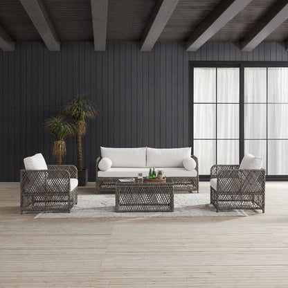 Crosley Furniture - Granite Bay 4Pc Wicker Outdoor Sofa Patio Furniture Set - Sofa, Coffee Table, & 2 Chairs - KO70364ST-CR view 7