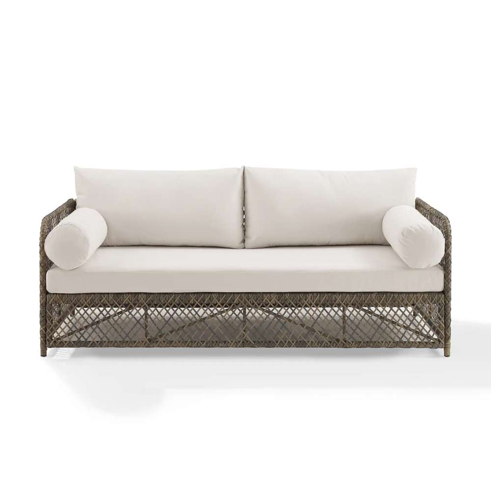 Crosley Furniture - Granite Bay Wicker Outdoor Sofa Creme/Stone - KO70361ST-CR veiw 2