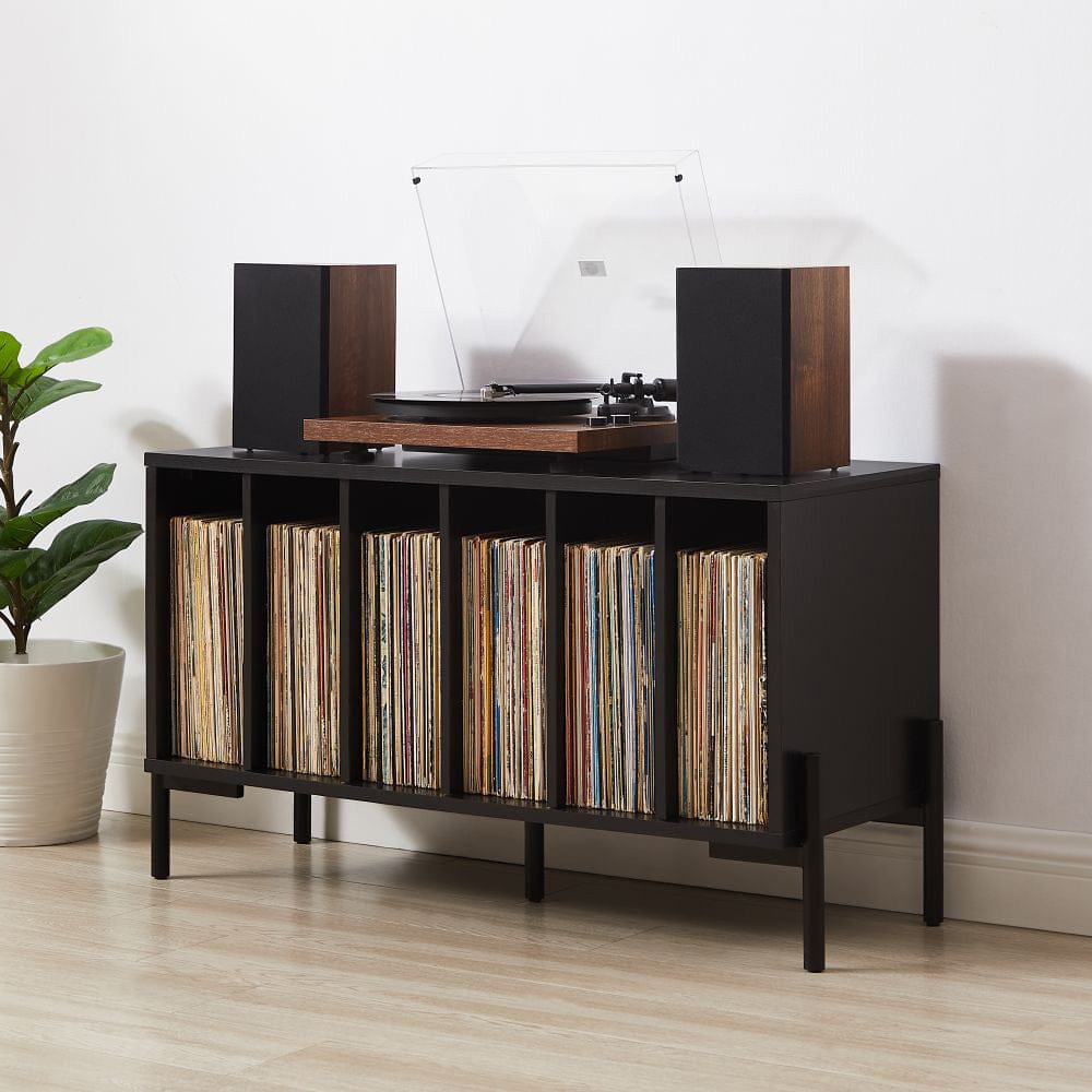 Crosley Furniture - Greenwich Medium Record Player Stand With Vinyl Storage - CF1155-BK view 6
