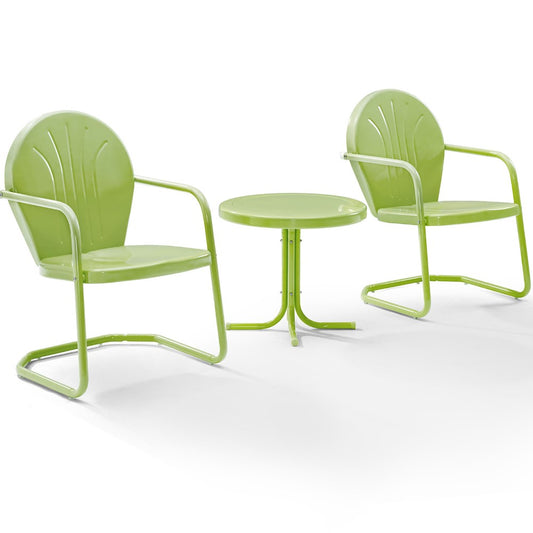 Crosley Furniture - Griffith 3 Piece Metal Outdoor Conversation Seating Set - Two Chairs in Key Lime Finish With Side Table in Key Lime - KO10004KL veiw 1