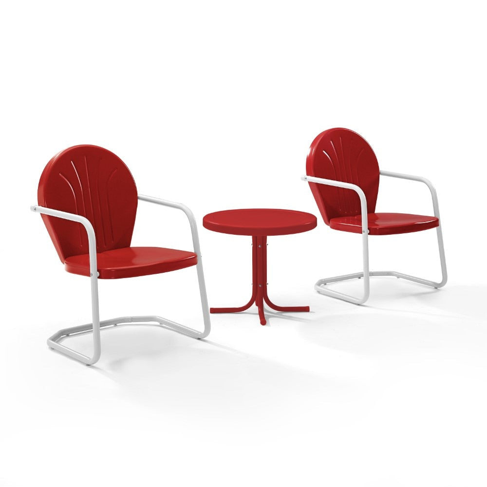Crosley Furniture - Griffith 3 Piece Outdoor Chat Set Red/Red - 2 Chairs, Side Table - KO10004RE-RE veiw 2