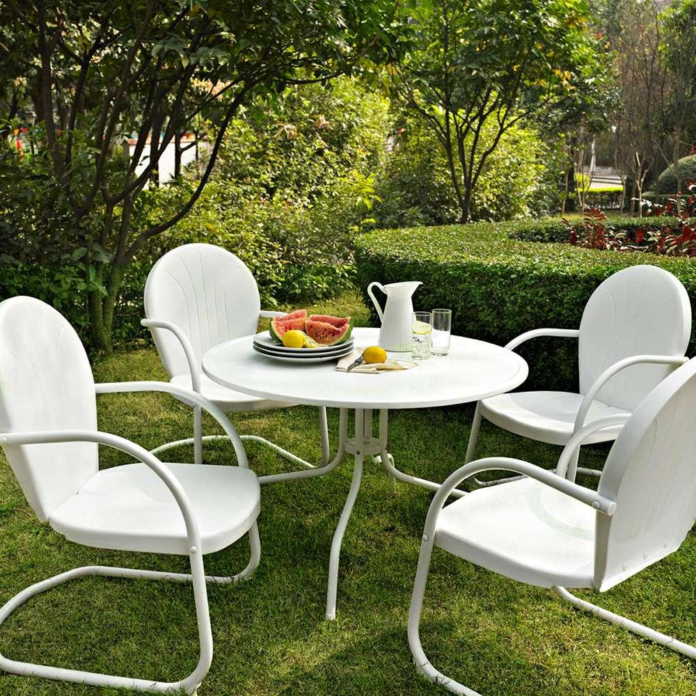 Crosley Furniture - Griffith Metal 40in Five Piece Outdoor Dining Set - 40in Dining Table in White Finish with White Finish Chairs - KOD1004WH veiw 1