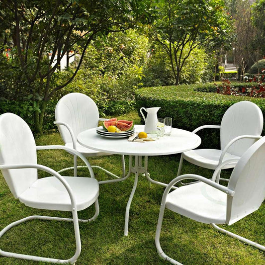 Crosley Furniture - Griffith Metal 40in Five Piece Outdoor Dining Set - 40in Dining Table in White Finish with White Finish Chairs - KOD1004WH veiw 1