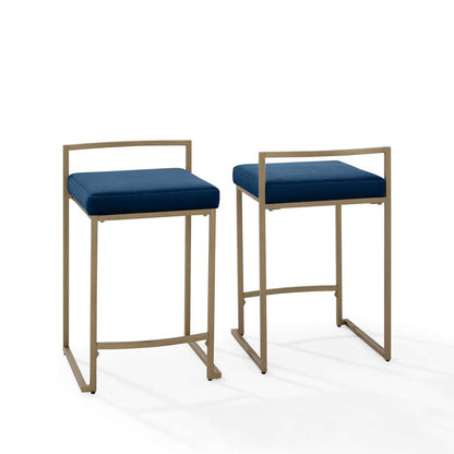 Crosley Furniture - Harlowe 2-Piece Counter Height Bar Stool Set Navy/Gold - 2 Stools - CF501924-NV veiw 1