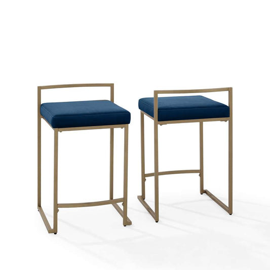 Crosley Furniture - Harlowe 2-Piece Counter Height Bar Stool Set Navy/Gold - 2 Stools - CF501924-NV veiw 1
