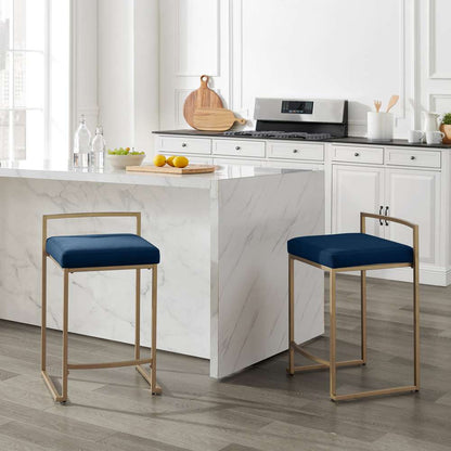 Crosley Furniture - Harlowe 2-Piece Counter Height Bar Stool Set Navy/Gold - 2 Stools - CF501924-NV veiw 3