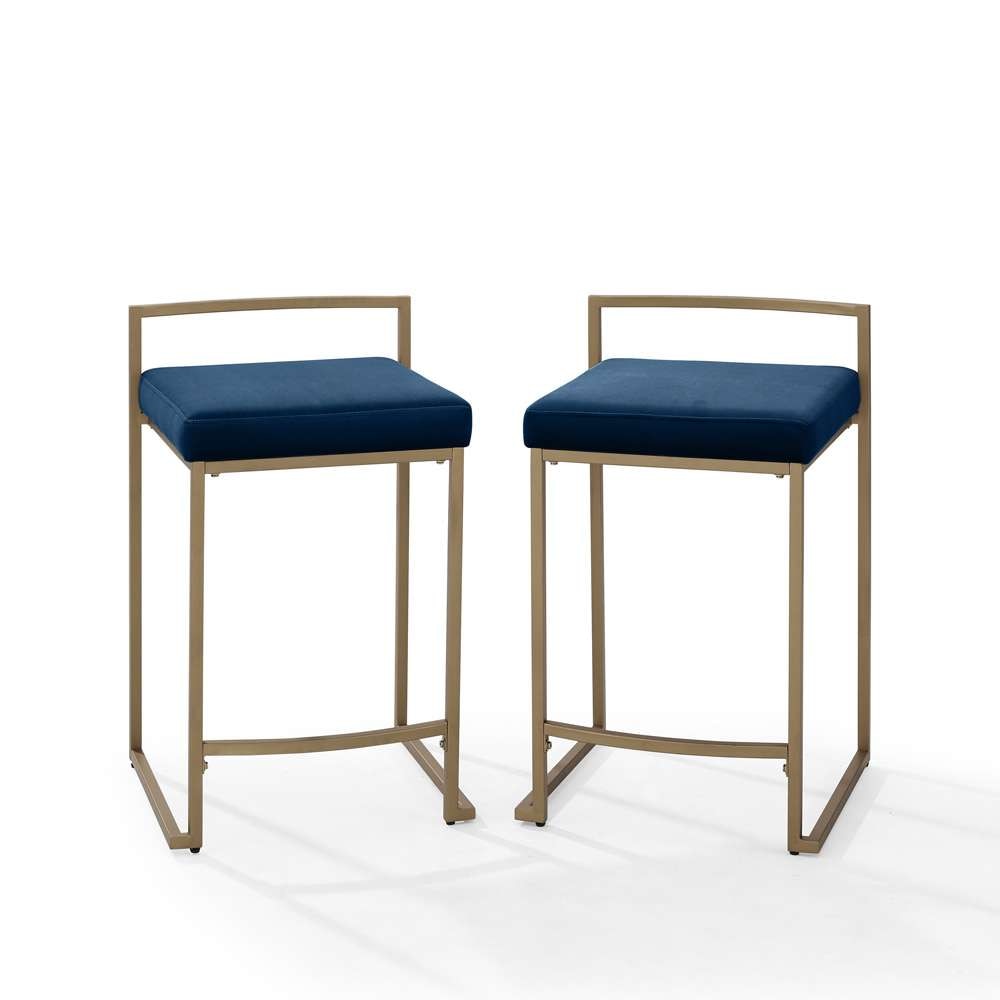 Crosley Furniture - Harlowe 2-Piece Counter Height Bar Stool Set Navy/Gold - 2 Stools - CF501924-NV veiw 6