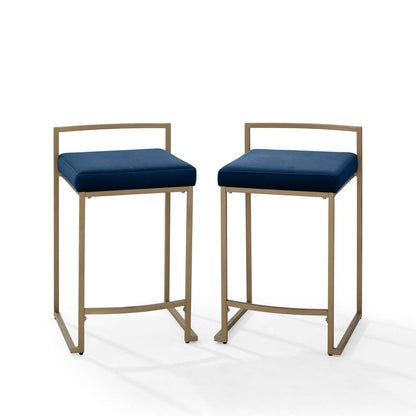 Crosley Furniture - Harlowe 2-Piece Counter Height Bar Stool Set Navy/Gold - 2 Stools - CF501924-NV veiw 6