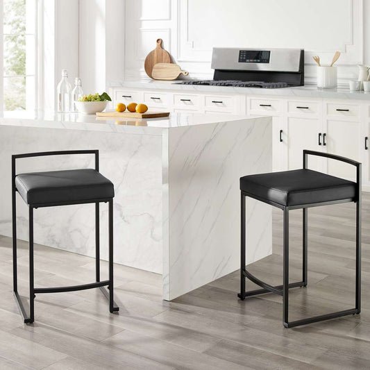 Crosley Furniture Harlowe 2Pc Counter Stool Set Black/Matte Black - 2 Stools - CF501924-BK veiw 2