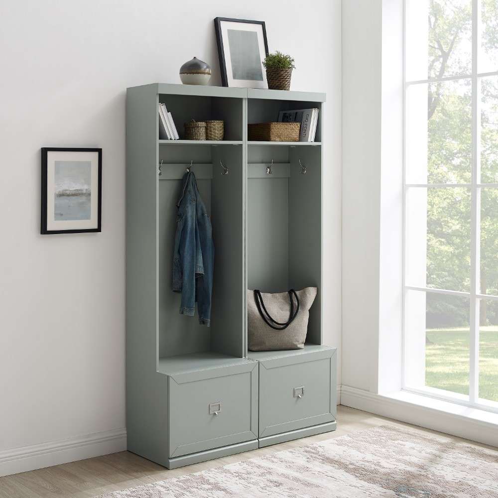 Crosley Furniture - Harper 2Pc Entryway Set Gray - 2 Hall Trees - KF31007GY veiw 1