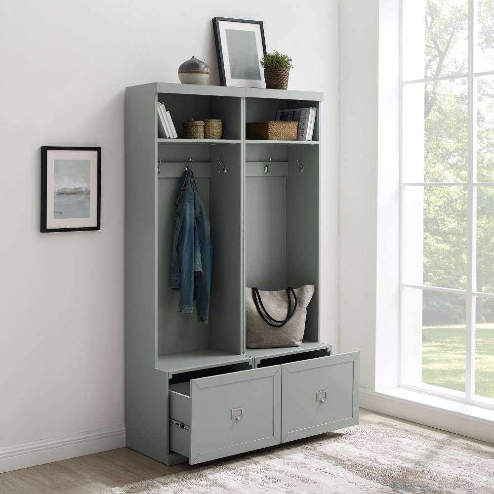 Crosley Furniture - Harper 2Pc Entryway Set Gray - 2 Hall Trees - KF31007GY veiw 2