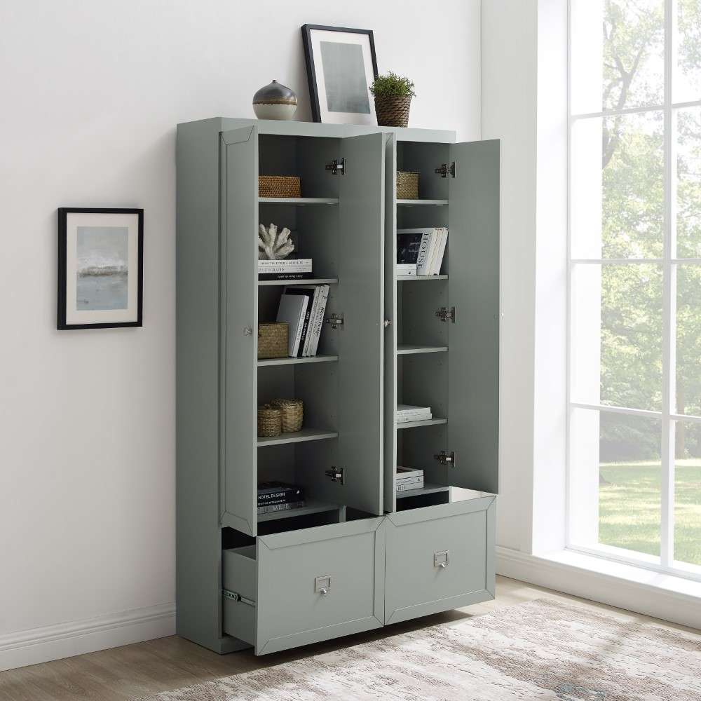Crosley Furniture - Harper 2Pc Entryway Set Gray - 2 Pantry Closets - KF31009GY veiw 2