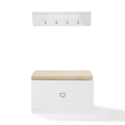 Crosley Furniture - Harper 2 Piece Entryway Set White - Bench & Shelf - KF31013WH veiw 2