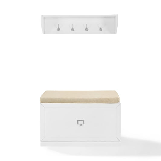 Crosley Furniture - Harper 2 Piece Entryway Set White - Bench & Shelf - KF31013WH veiw 2