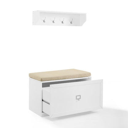Crosley Furniture - Harper 2 Piece Entryway Set White - Bench & Shelf - KF31013WH veiw 3