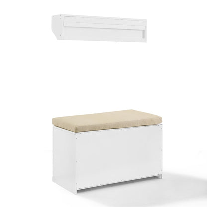 Crosley Furniture - Harper 2 Piece Entryway Set White - Bench & Shelf - KF31013WH veiw 4