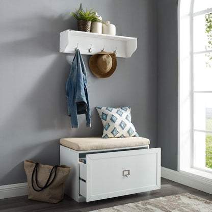 Crosley Furniture - Harper 2 Piece Entryway Set White - Bench & Shelf - KF31013WH veiw 9