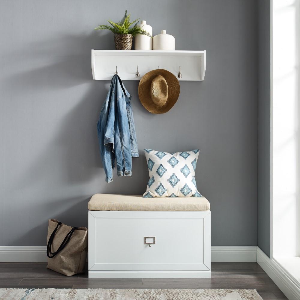 Crosley Furniture - Harper 2 Piece Entryway Set White - Bench & Shelf - KF31013WH veiw 10