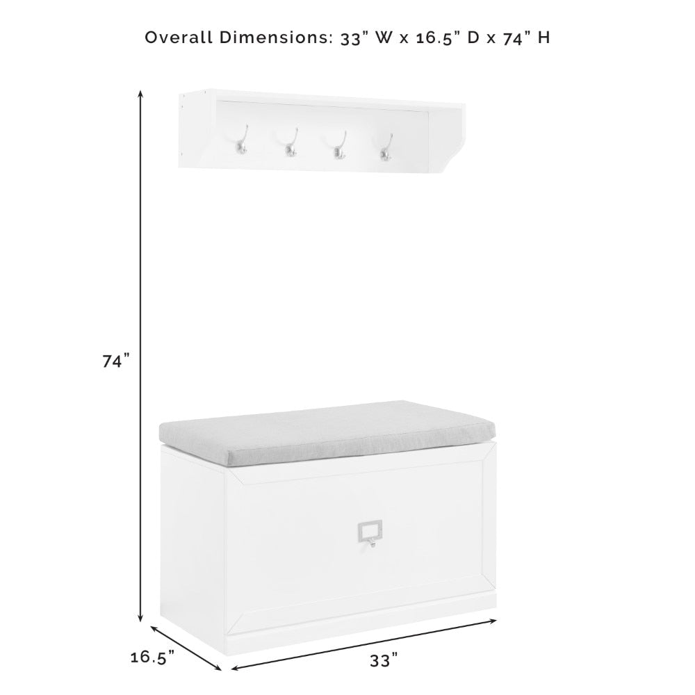 Crosley Furniture - Harper 2 Piece Entryway Set White - Bench & Shelf - KF31013WH veiw 11