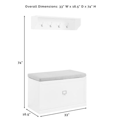 Crosley Furniture - Harper 2 Piece Entryway Set White - Bench & Shelf - KF31013WH veiw 11