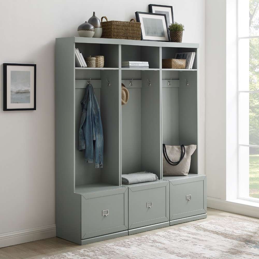 Crosley Furniture - Harper 3Pc Entryway Set Gray - 3 Hall Trees - KF31008GY veiw 1