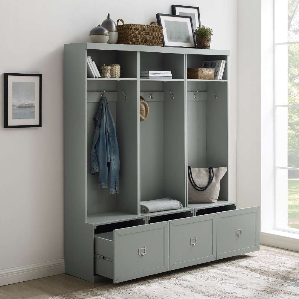 Crosley Furniture - Harper 3Pc Entryway Set Gray - 3 Hall Trees - KF31008GY veiw 2