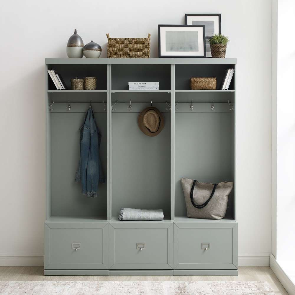 Crosley Furniture - Harper 3Pc Entryway Set Gray - 3 Hall Trees - KF31008GY veiw 3