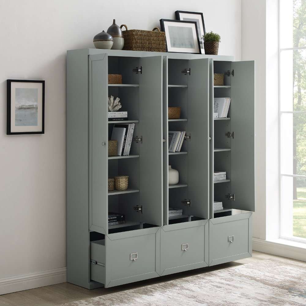 Crosley Furniture - Harper 3Pc Entryway Set Gray - 3 Pantry Closets - KF31010GY veiw 2